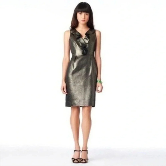 kate spade Dresses & Skirts - Kate Spade New York Gold Metallic Ruffle Vannie Dress • Size 2